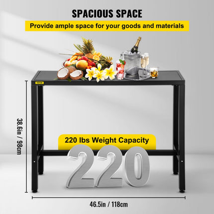 VEVOR buitenbartafel 118 x 38 x 98 cm smal caféstation met rechthoekige hoogte stabiel metalen frame hoge toonbank met verstelbare poten voor terras balkon eetkamer bistro tuin