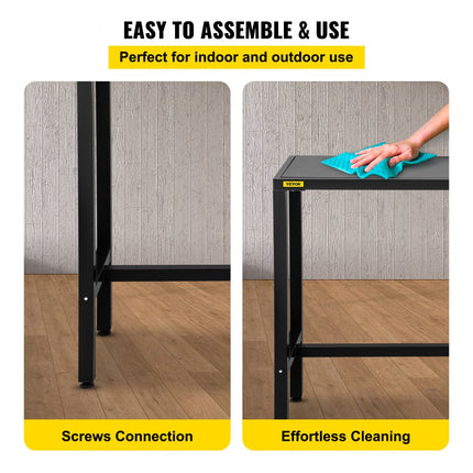 VEVOR buitenbartafel 118 x 38 x 98 cm smal caféstation met rechthoekige hoogte stabiel metalen frame hoge toonbank met verstelbare poten voor terras balkon eetkamer bistro tuin