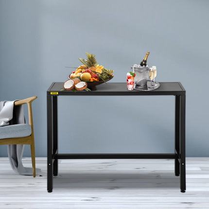 VEVOR buitenbartafel 118 x 38 x 98 cm smal caféstation met rechthoekige hoogte stabiel metalen frame hoge toonbank met verstelbare poten voor terras balkon eetkamer bistro tuin