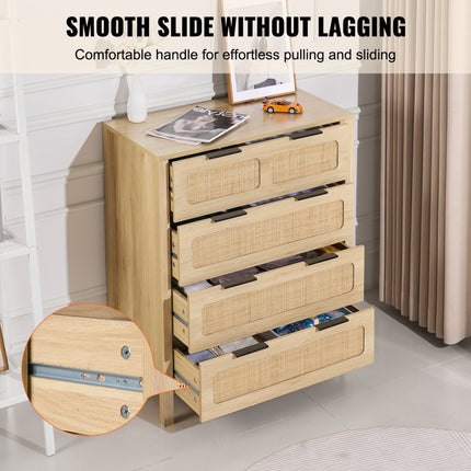 VEVOR rotan ladekast woonkamerkast 4 laden houtkleur hal