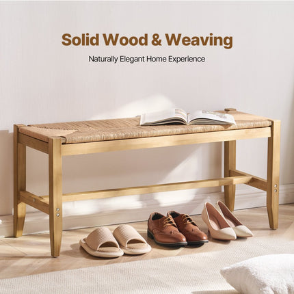 VEVOR rotan bank houten bank entreebank woonkamer slaapkamer 1015mm 113kg