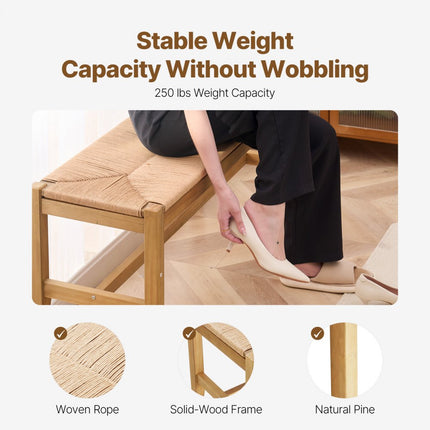 VEVOR rotan bank houten bank entreebank woonkamer slaapkamer 1015mm 113kg