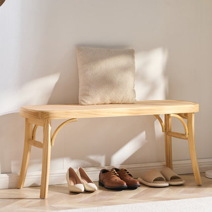 VEVOR rotan bank houten bank entreebank 110cm woonkamer slaapkamer hal 113kg