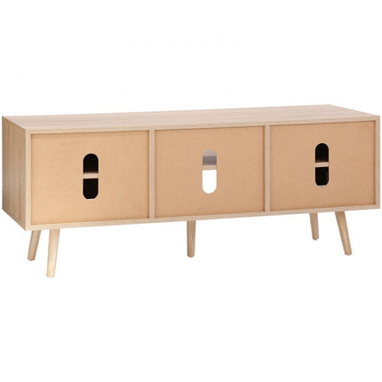 VEVOR Rotan tv-meubel, tv-meubel Boho tv-meubel voor 140 cm tv, retro tv-meubel, rotan tv-console met verstelbare planken en 2 deuren, voor woonkamer, mediaruimte, eiken