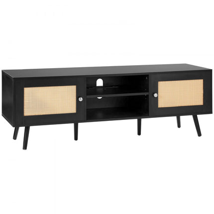 VEVOR Rotan TV-meubel 165cm TV Boho TV-meubel TV-meubel Zwart