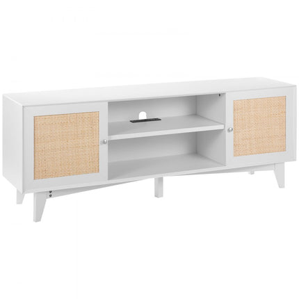 VEVOR Rotan TV-meubel 191 cm TV Boho TV-meubel Witte TV-kast