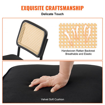 VEVOR rotan stoelen tuinmeubelen eetkamerstoel 4 stuks kussens zwarte fauteuil