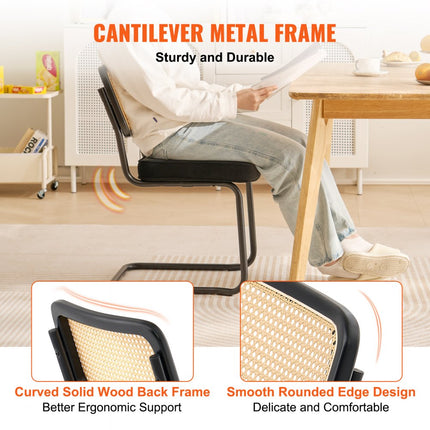 VEVOR rotan stoelen tuinmeubelen eetkamerstoel 4 stuks kussens zwarte fauteuil