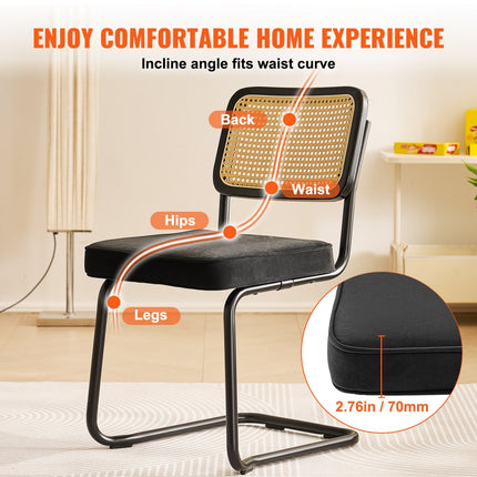 VEVOR rotan stoelen tuinmeubelen eetkamerstoel 4 stuks kussens zwarte fauteuil