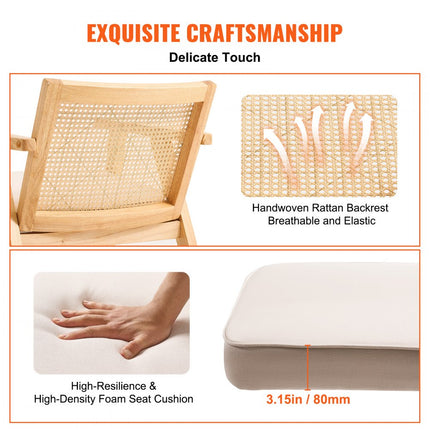 VEVOR Rotan stoel Middeleeuwse moderne tuinstoel met armleuning, 1 stuks gestoffeerde stoel met rotan rugleuning, tuin balkon terras stapelstoel tuinstoel woonkamer, slaapkamer, leeskamer