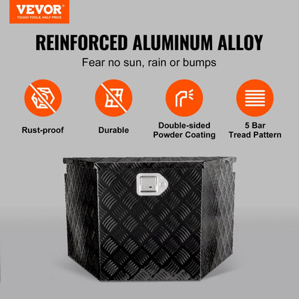 VEVOR Trailer Tong Box Trailer Box Gereedschapskist 990 x 419 x 305 mm, Aluminium Trailer Box Opslag met Slot & Sleutels, Trailer Tong Gereedschapskist voor Camper etc.