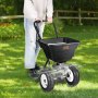 VEVOR 36,29 kg kunstmeststrooier zaadstrooier met 12 inch wielen, stalen spiesbeluchter kunstmeststrooier, tuinzaaimachine en zoutstrooier, voor woongebouwen, boerderijen, moeilijk terrein zwart