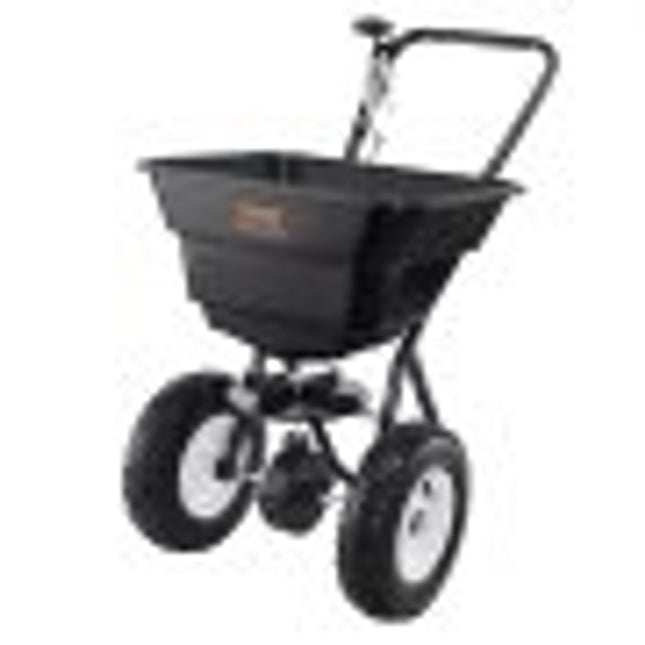 VEVOR 36,29 kg kunstmeststrooier zaadstrooier met 12 inch wielen, stalen spiesbeluchter kunstmeststrooier, tuinzaaimachine en zoutstrooier, voor woongebouwen, boerderijen, moeilijk terrein zwart