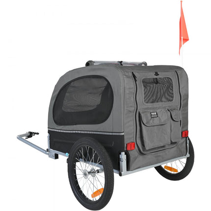 VEVOR Hondenkar 40 kg Fietskar Koolstofstaal + 600D Oxfordstof + PP Opvouwbaar 1440 x 720 x 779 mm als aanhanger Opgevouwen Afmeting 760 x 560 x 195 mm Hondenbuggy Joggerkar Zwart en Grijs