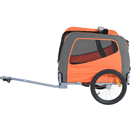 VEVOR Hondenkar 30 kg Fietskar Koolstofstaal + 600D Oxford-stof + PP Opvouwbaar 1440 x 720 x 779 mm als aanhanger Opgevouwen Afmeting 760 x 560 x 195 mm Hondenbuggy Joggeraanhanger Oranje en grijs