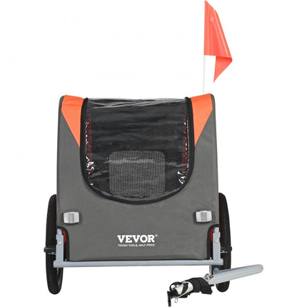 VEVOR Hondenkar 30 kg Fietskar Koolstofstaal + 600D Oxford-stof + PP Opvouwbaar 1440 x 720 x 779 mm als aanhanger Opgevouwen Afmeting 760 x 560 x 195 mm Hondenbuggy Joggeraanhanger Oranje en grijs