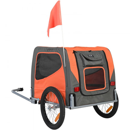 VEVOR Hondenkar 30 kg Fietskar Koolstofstaal + 600D Oxford-stof + PP Opvouwbaar 1440 x 720 x 779 mm als aanhanger Opgevouwen Afmeting 760 x 560 x 195 mm Hondenbuggy Joggeraanhanger Oranje en grijs