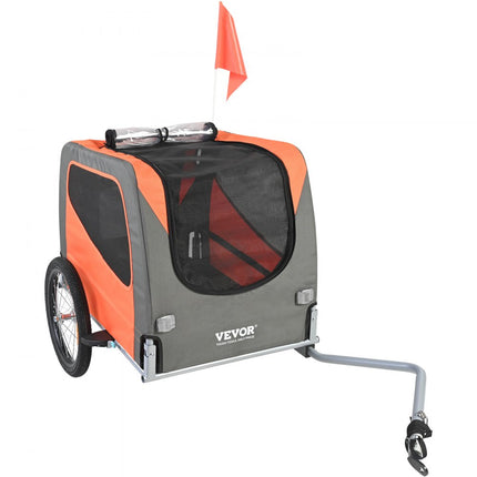 VEVOR Hondenkar 30 kg Fietskar Koolstofstaal + 600D Oxford-stof + PP Opvouwbaar 1440 x 720 x 779 mm als aanhanger Opgevouwen Afmeting 760 x 560 x 195 mm Hondenbuggy Joggeraanhanger Oranje en grijs