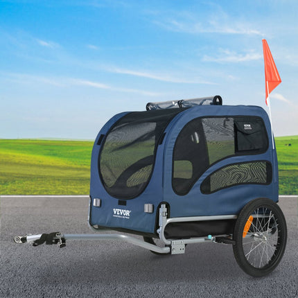 VEVOR hondenkar 45 kg fietskar koolstofstaal + 600D Oxford stof + PP opvouwbaar 1440 x 725 x 845 mm als aanhanger ingeklapt maat 810 x 570 x 195 mm hondenbuggy joggerkar blauw