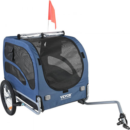 VEVOR hondenkar 45 kg fietskar koolstofstaal + 600D Oxford stof + PP opvouwbaar 1440 x 725 x 845 mm als aanhanger ingeklapt maat 810 x 570 x 195 mm hondenbuggy joggerkar blauw