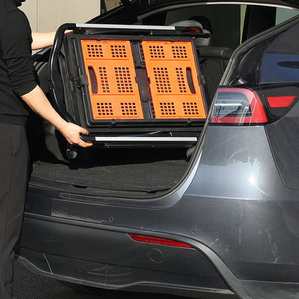 VEVOR Opvouwbare winkelwagen, 90kg laadvermogen, 2-laags opvouwbare winkelwagen met wielen, opvouwbare gereedschapswagen met opbergdoos, 2 in 1 steekwagen voor boodschappen/bagage/verhuizen/kantoor