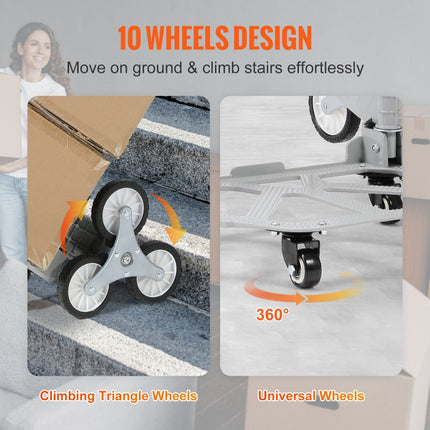 VEVOR steekwagen, trapsteekwagen, traploper met verstelbare handgreep, 50/100 kg