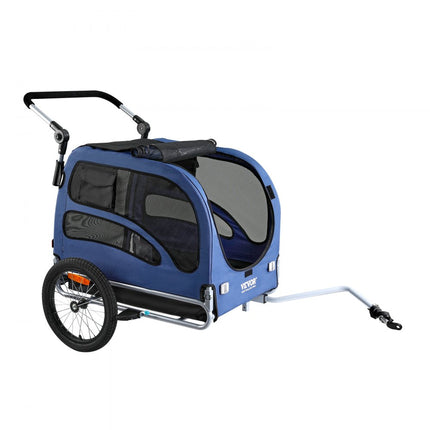 VEVOR hondenaanhanger 45 kg 2-in-1 fietskar koolstofstaal + 600D Oxford stof + PP opvouwbaar 1440 x 725 x 845 mm als aanhangwagen 1320 x 725 x 920 mm als kinderwagen hondenbuggy joggeraanhanger blauw