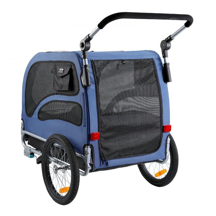 VEVOR hondenaanhanger 45 kg 2-in-1 fietskar koolstofstaal + 600D Oxford stof + PP opvouwbaar 1440 x 725 x 845 mm als aanhangwagen 1320 x 725 x 920 mm als kinderwagen hondenbuggy joggeraanhanger blauw