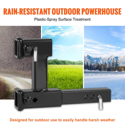 VEVOR dubbele trekhaakverlenging voor 5,08 cm trekhaakontvanger trekhaakadapterverlenging tot 25,4 cm verstelbare lengte 1,81T trekhaakpennen schroefmoerset