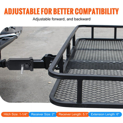 VEVOR trekhaakverlenging, 1-1/4" naar 2" ontvangerkoppelingsadapter, 6" verlenglengte, trekvermogen van 1,81 ton, trekpennen, clips, bouten en moeren inbegrepen