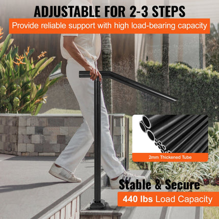 VEVOR Balustrade Trap Trapleuning Smeedijzeren Leuning Stappen Met 1 van 3 Armsteun Antislip Handgreep StappenTrap Leuning Windtrap Leuning