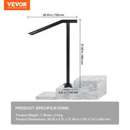 VEVOR Balustrade Trap Trapleuning Smeedijzeren Leuning Stappen Met 1 van 3 Armsteun Antislip Handgreep StappenTrap Leuning Windtrap Leuning