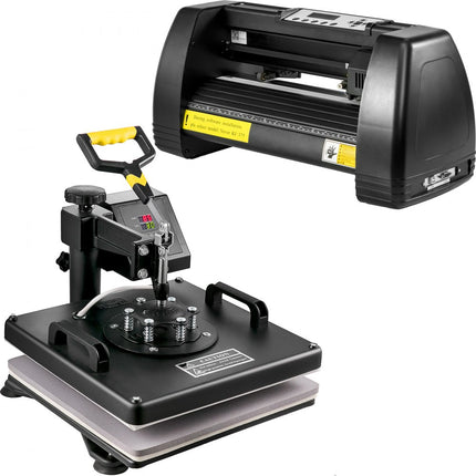 VEVOR Warmte Persmachine, 38 x 38 cm 5 in 1 Warmte Persmachine en 375 mm Vinyl Cutter Plotter, Snijplotter Machine met Signmaster, Snijplotter voor het Overbrengen van Afbeeldingen op T-shirtstassen
