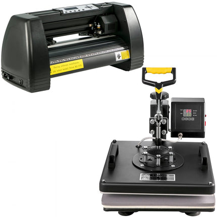 VEVOR Warmte Persmachine, 38 x 38 cm 5 in 1 Warmte Persmachine en 375 mm Vinyl Cutter Plotter, Snijplotter Machine met Signmaster, Snijplotter voor het Overbrengen van Afbeeldingen op T-shirtstassen