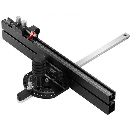 VEVOR verstekaanslag, standaard sleuf 19 x 9,5 mm, tafelzaagaanslag van aluminiumlegering met 46 cm raster, 15 hoekaanslagen, zuiger en verwijderbare schijf, voor houtbewerking