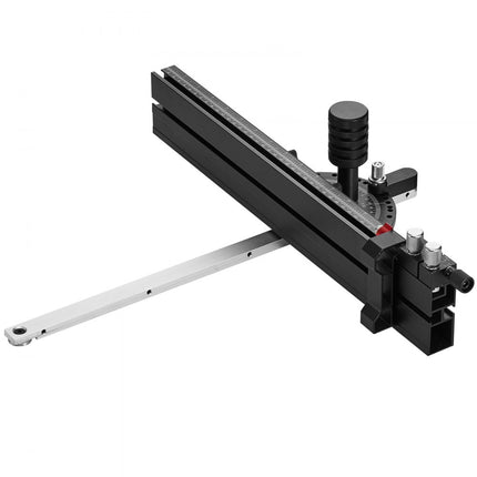 VEVOR verstekaanslag, standaard sleuf 19 x 9,5 mm, tafelzaagaanslag van aluminiumlegering met 46 cm raster, 15 hoekaanslagen, zuiger en verwijderbare schijf, voor houtbewerking