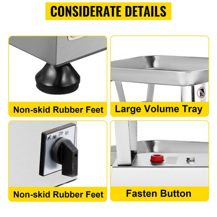 VEVOR Vleesmolen 850 W Gehaktmolen 440 x 280 x 440 mm Multifunctionele Keukenmachine Vlees Gemaakt van Roestvrij Staal met Afneembaar Ontwerp, Perfect voor Restaurants Supermarkten Fastfoodwinkels enz