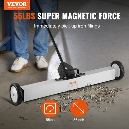 VEVOR magnetische bezem magnetische veegmachine 77-113 cm, magnetische veegmachine magnetische magnetische bezem magnetische bezem magnetische lifter 24,9 kg magnetische kracht magnetische spanenverzamelaar vloerveger veegmachine