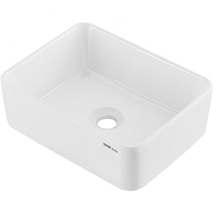 VEVOR Moderne keramische wastafel badkamer aanrecht wastafel wit 406x305x133mm