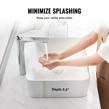 VEVOR Moderne keramische wastafel badkamermeubel wit 482x373x135mm