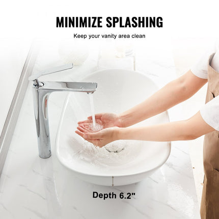 VEVOR Moderne keramische wastafel badkamer aanrecht wastafel ovaal 592x361x158mm