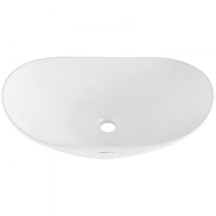 VEVOR Moderne keramische wastafel badkamer aanrecht wastafel ovaal 592x361x158mm