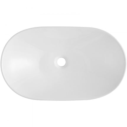 VEVOR Moderne keramische wastafel badkamer aanrecht wastafel ovaal 592x361x158mm