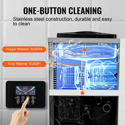 VEVOR Commerciële ijsmachine, 10 l/u vermogen, 900 W, zachte ijsmachine met enkele smaak, aanrecht, met 4 l trechter, 1,6 l cilinder, LCD-scherm, voorkoeling