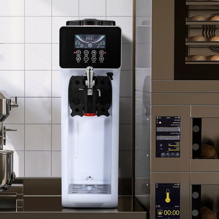 VEVOR Commerciële ijsmachine, 10 l/u vermogen, 900 W, zachte ijsmachine met enkele smaak, aanrecht, met 4 l trechter, 1,6 l cilinder, LCD-scherm, voorkoeling