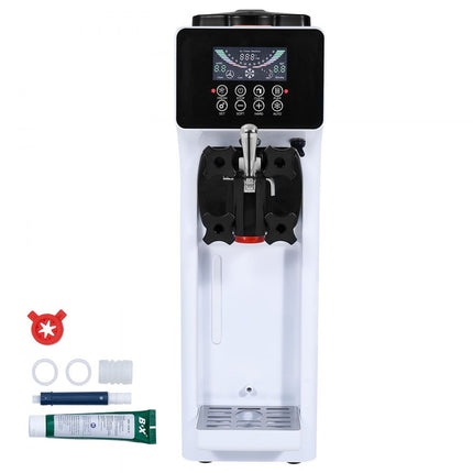 VEVOR Commerciële ijsmachine, 10 l/u vermogen, 900 W, zachte ijsmachine met enkele smaak, aanrecht, met 4 l trechter, 1,6 l cilinder, LCD-scherm, voorkoeling