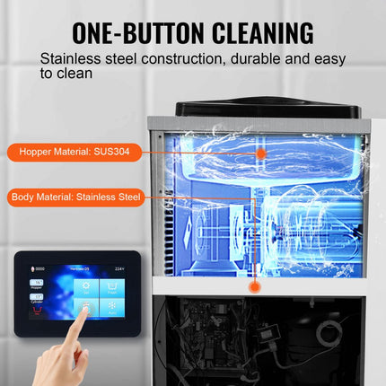 VEVOR Commerciële ijsmachine, capaciteit van 10 l/u, softijsmachine met enkele smaak, aanrecht, trechter van 4 l, cilinder van 1,6 l, touchscreen, automatische reiniging, snackbars voorgekoeld