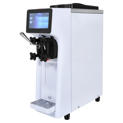 VEVOR Commerciële ijsmachine, capaciteit van 10 l/u, softijsmachine met enkele smaak, aanrecht, trechter van 4 l, cilinder van 1,6 l, touchscreen, automatische reiniging, snackbars voorgekoeld