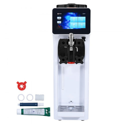 VEVOR Commerciële ijsmachine, capaciteit van 10 l/u, softijsmachine met enkele smaak, aanrecht, trechter van 4 l, cilinder van 1,6 l, touchscreen, automatische reiniging, snackbars voorgekoeld