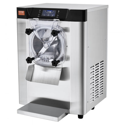 VEVOR Commerciële ijsmachine, 12L/H ijsmachine op aanrecht met enkele smaak voor harde porties, 4,5 liter roestvrijstalen cilinder, LED-paneel, automatische voorkoeling met reiniging